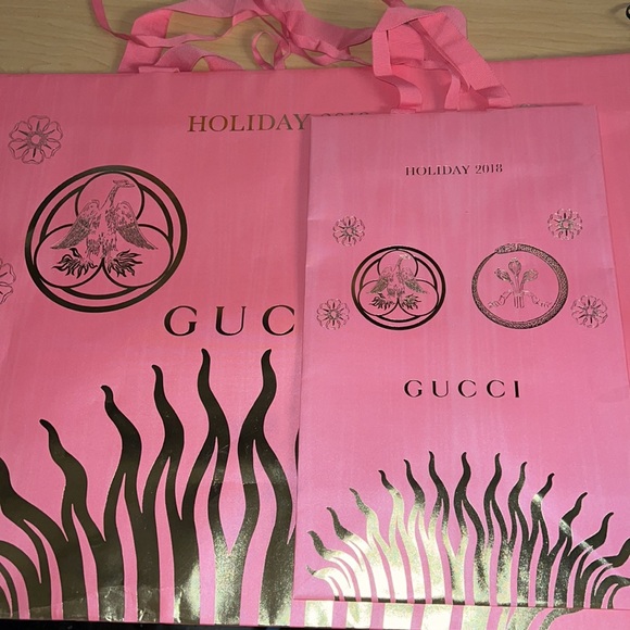 Pink Authentic Gucci shopping bag holiday 2018 edition set - Picture 1 of 3